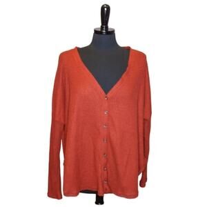 Out From Under Cardigan Sweater V Neck Urban Outfitters Rust Orange Size S